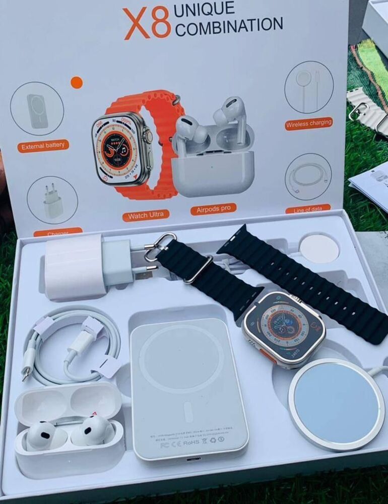 Premium X10 ULTRA (pametni sat, bluetooth slušalice, bluethooth punjač, eksterna baterija, punjač i kabl) - Nova Kolekcija
