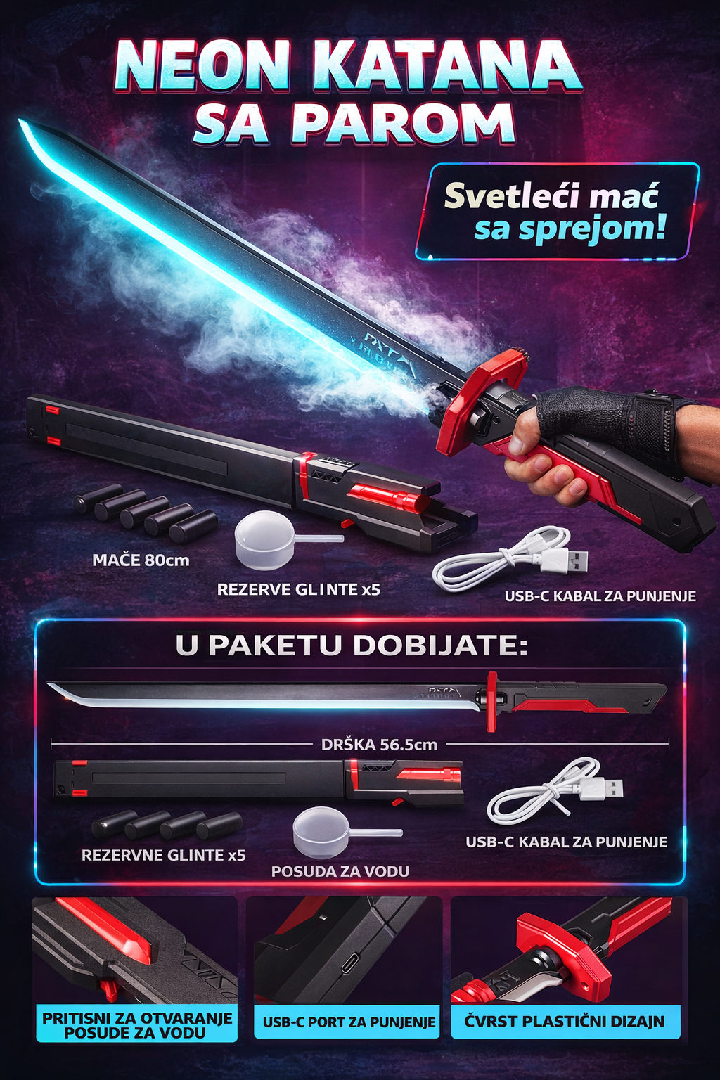 Premium LED Katana sa Maglenim Efektom - Nova Kolekcija