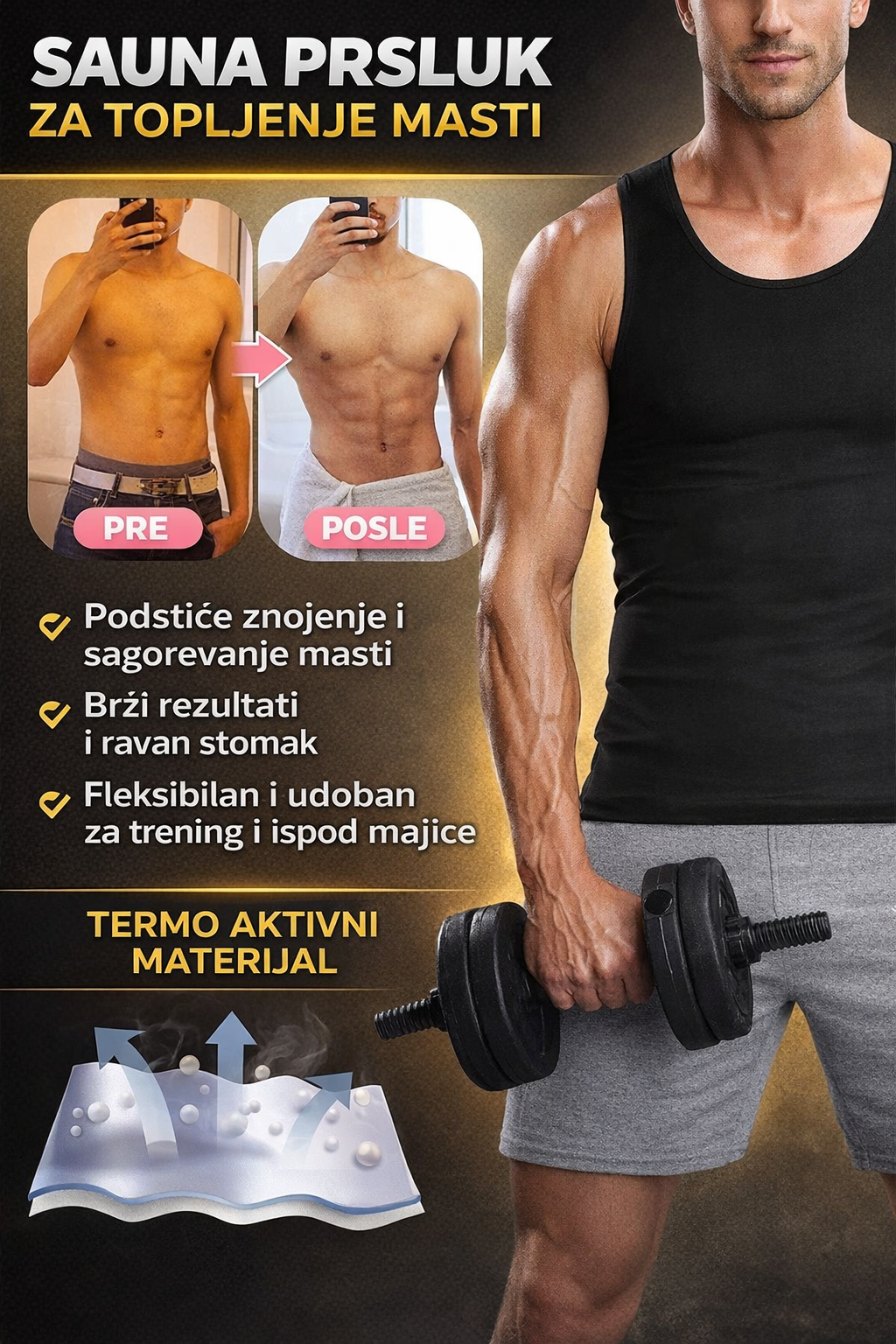 Premium Sauna Prsluk  za Topljenje masti- Muški - Nova Kolekcija