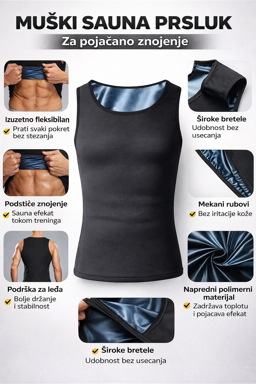 Premium Sauna Prsluk  za Topljenje masti- Muški - Nova Kolekcija