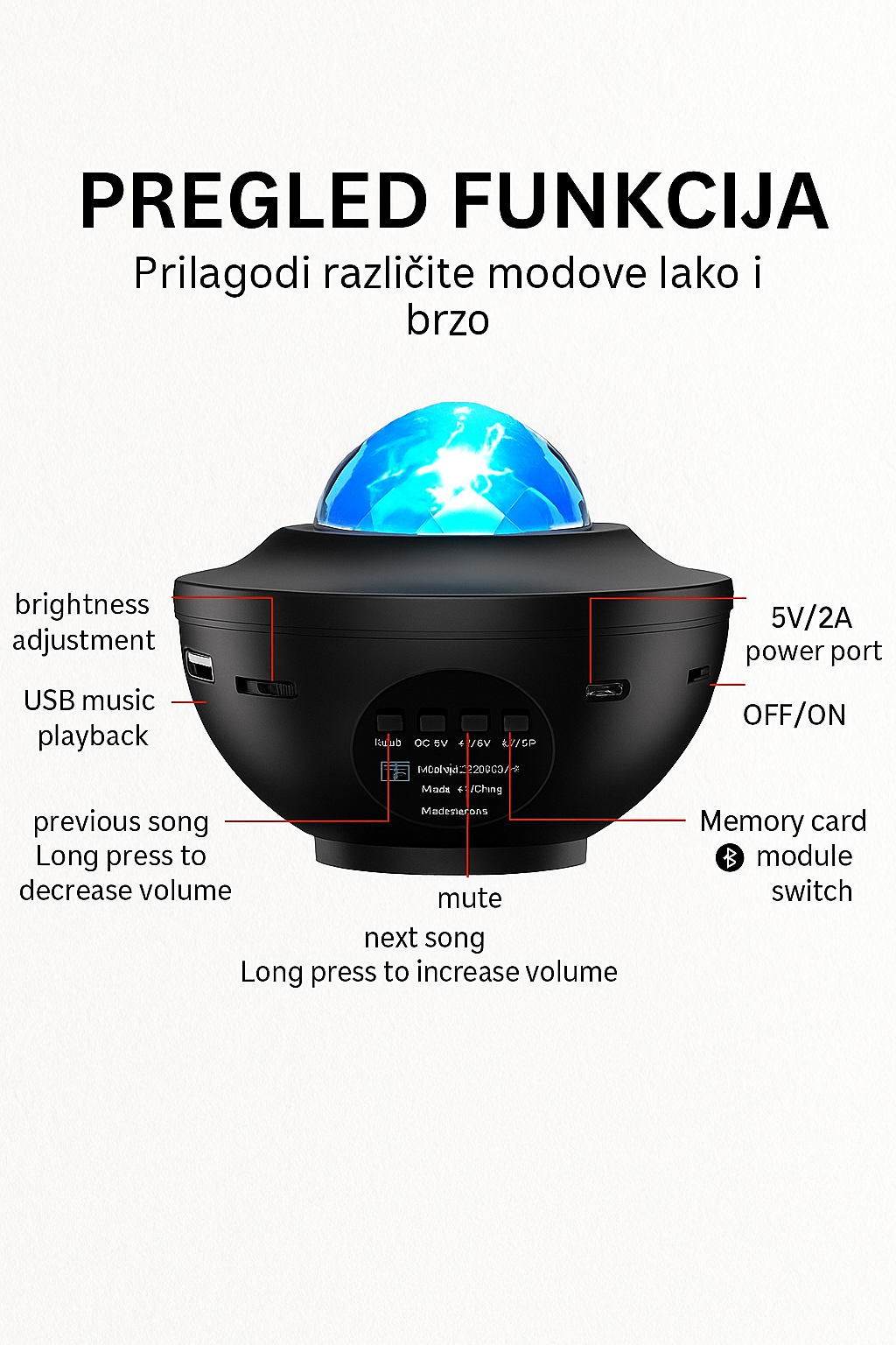 Premium Projektor Zvezdano Nebo + Daljinski + Bluetooth zvučnik - Nova Kolekcija