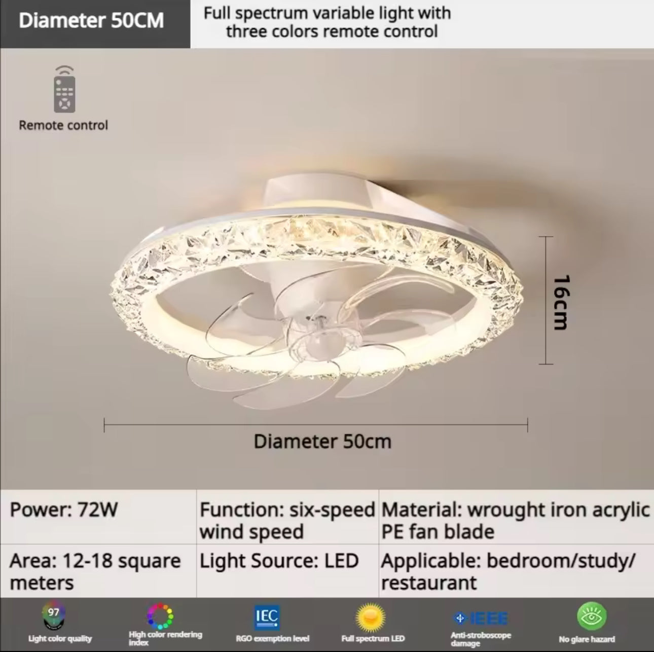 Premium Luster ventilator Kristali - Nova Kolekcija