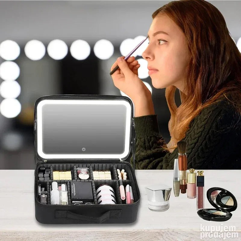 Premium 💄✨ MAKEUP TORBA ZA ŠMINKANJE SA LED PRENOSIVIM OGLEDALOM💄✨ - Nova Kolekcija