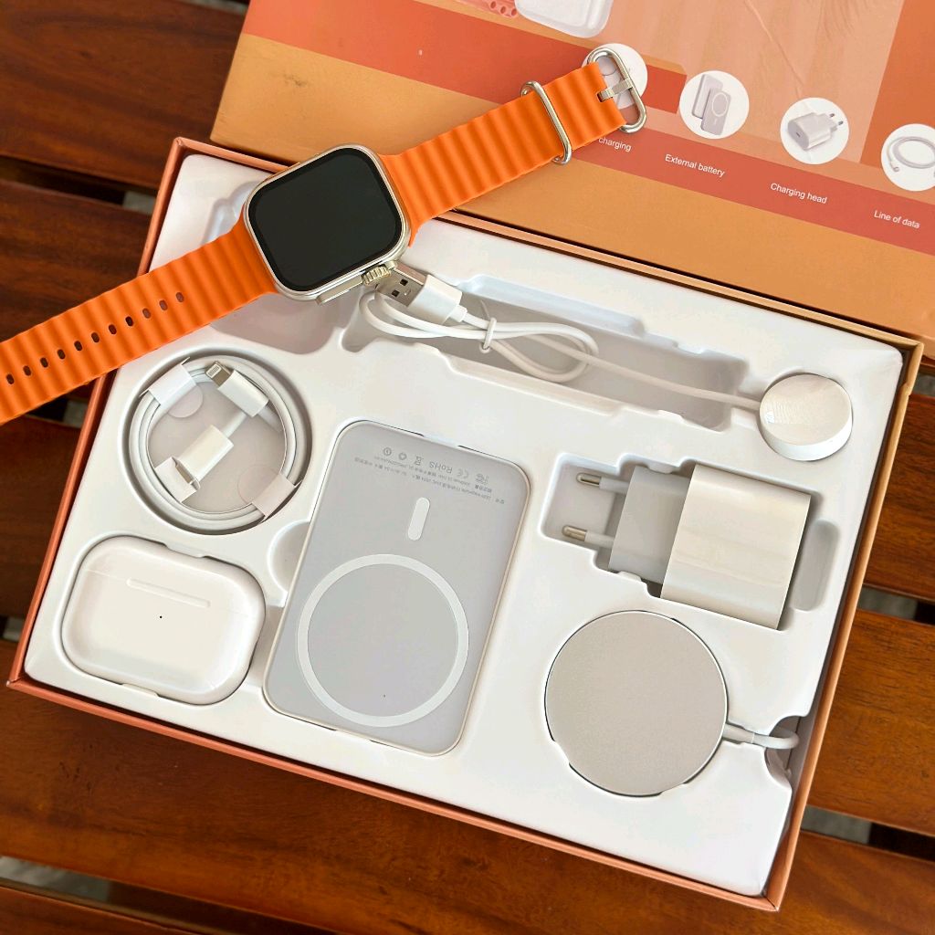 Premium X10 ULTRA (pametni sat, bluetooth slušalice, bluethooth punjač, eksterna baterija, punjač i kabl) - Nova Kolekcija