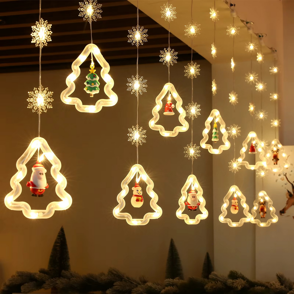 Premium LED božićna zavesa –  10 Ukrasa - Nova Kolekcija
