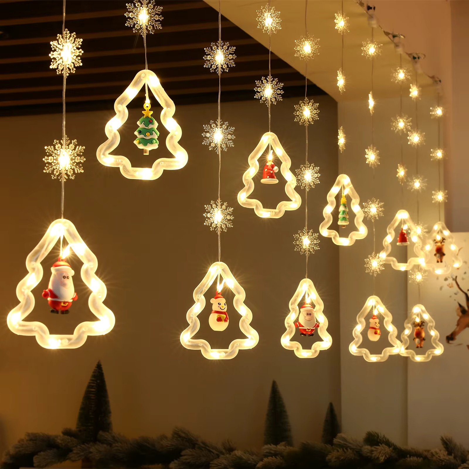 Premium LED božićna zavesa –  10 Ukrasa - Nova Kolekcija