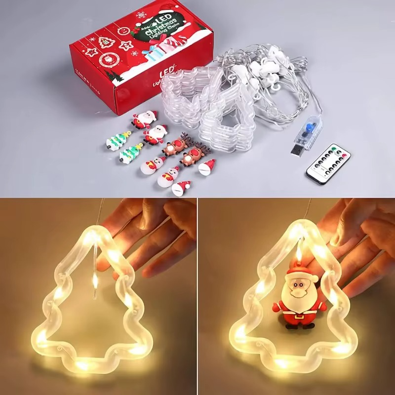 Premium LED božićna zavesa –  10 Ukrasa - Nova Kolekcija
